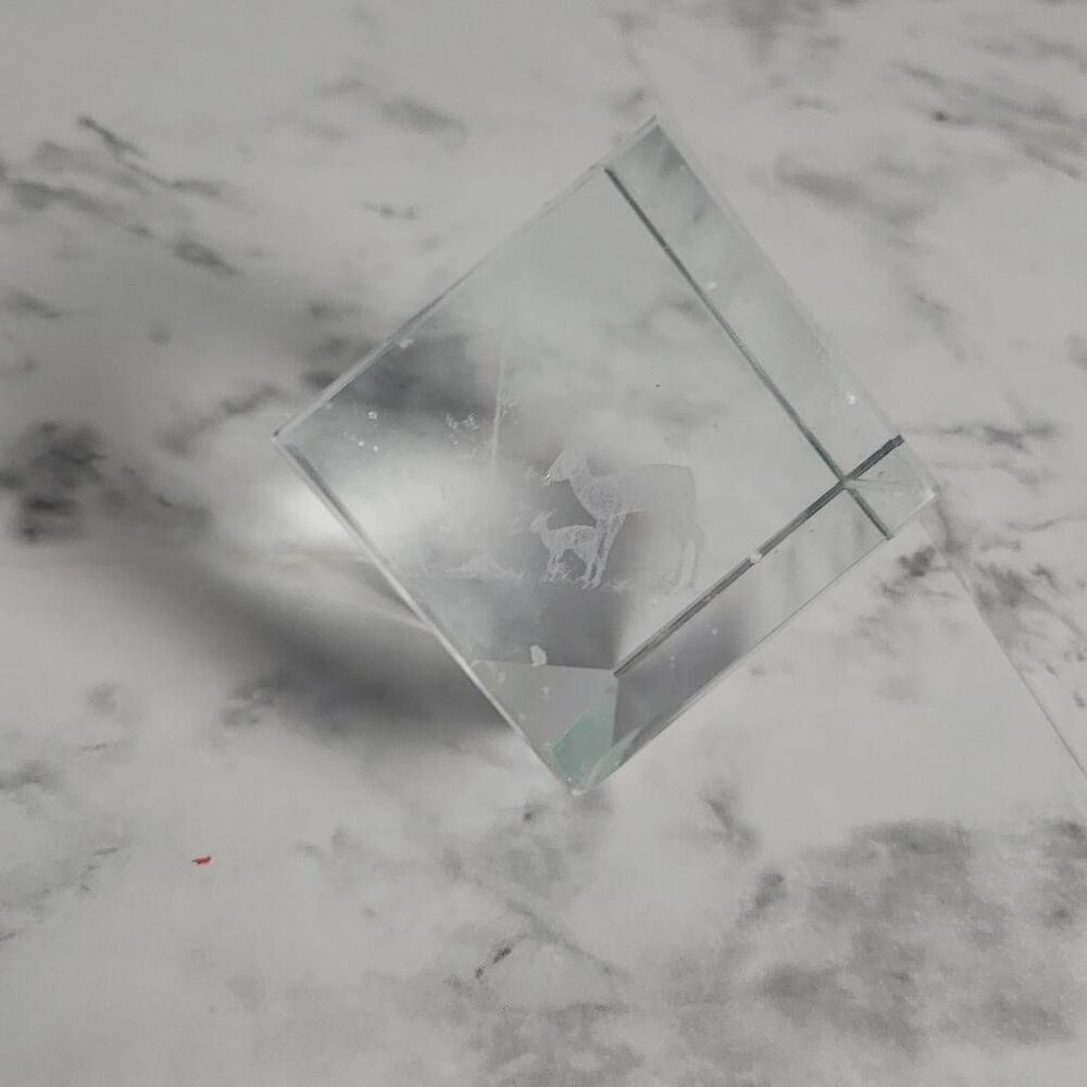 Deer Laserโ Etched GlassโCube